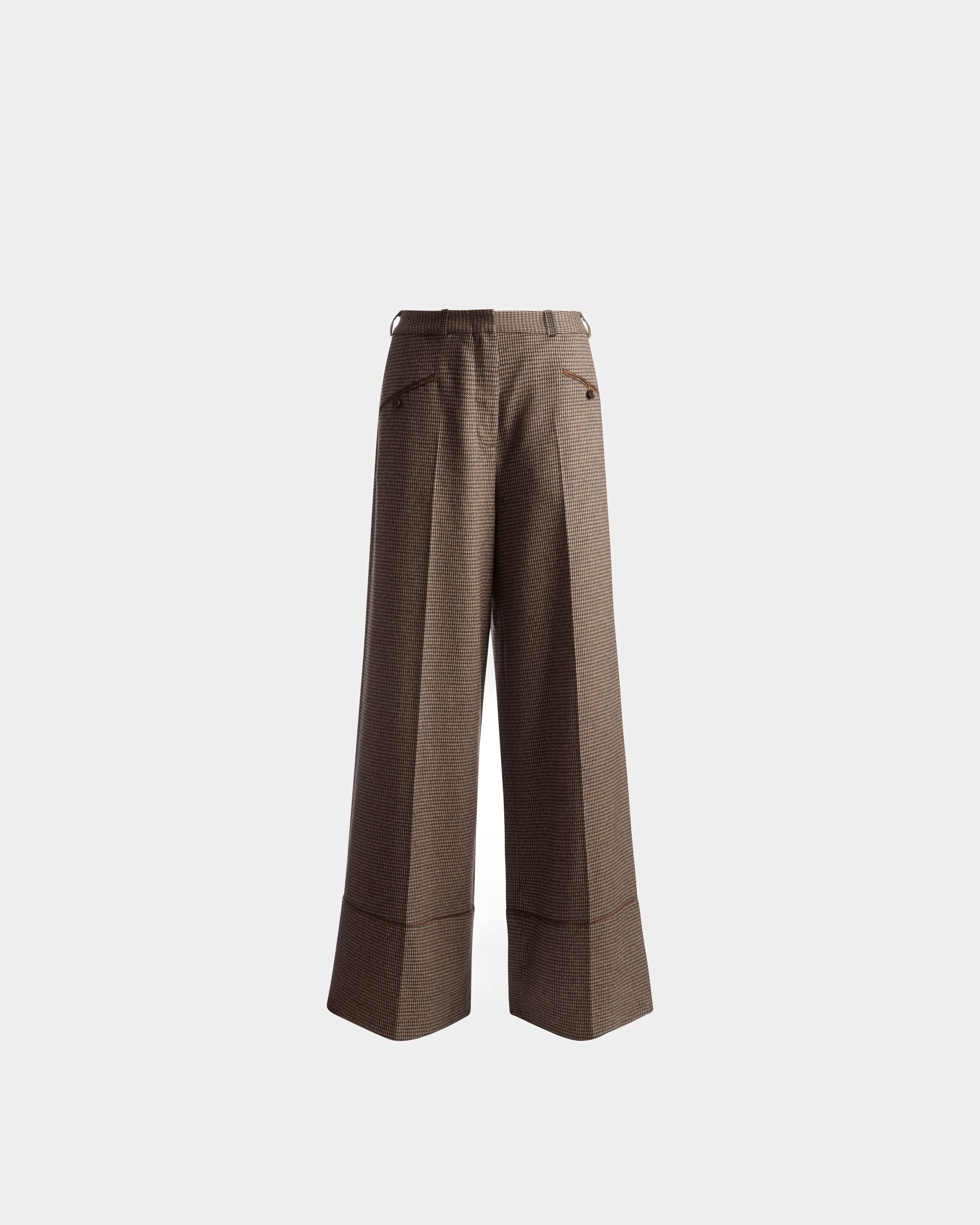 Dogtooth Pants In Desert Wool - Women's - Bally - 01