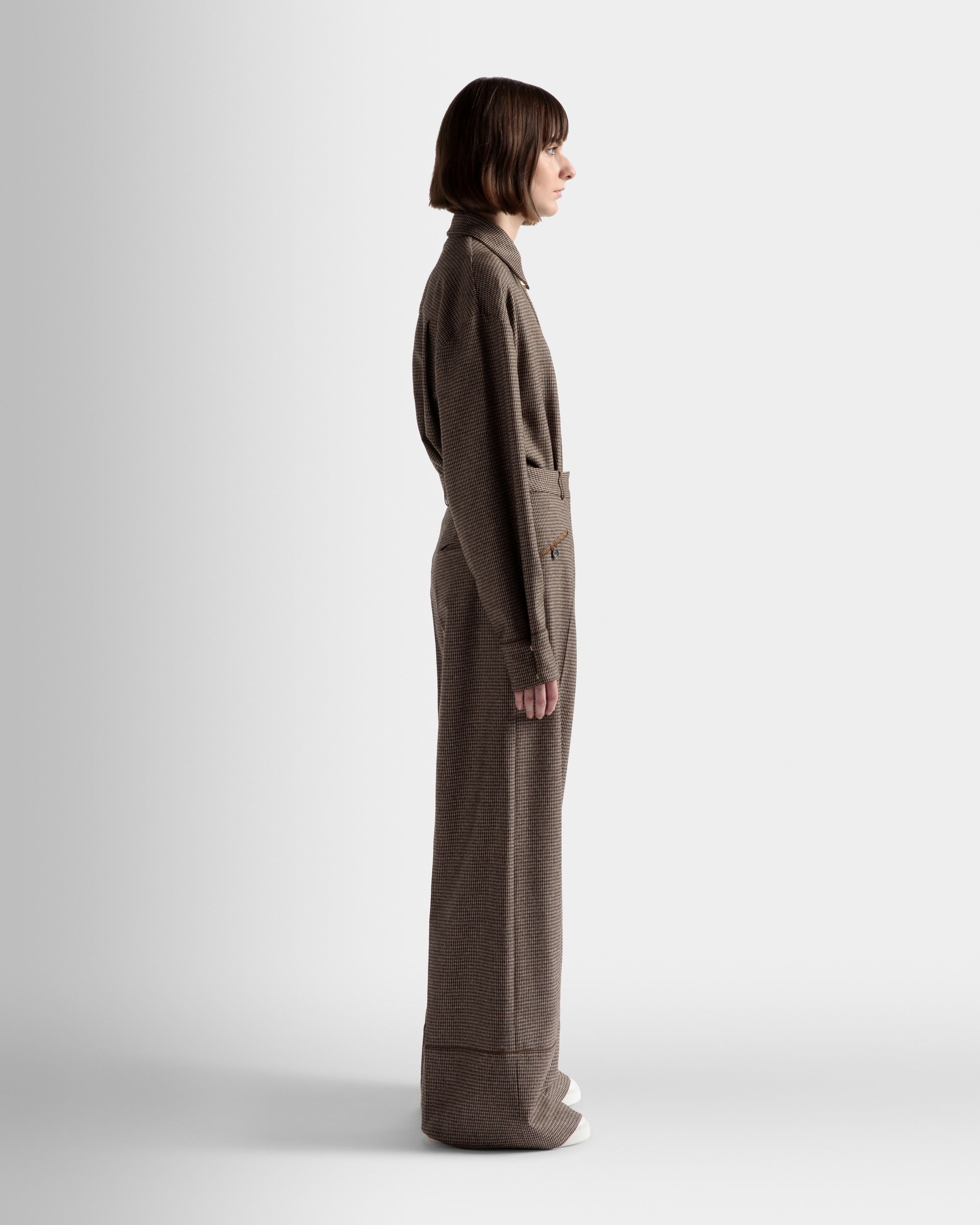 Dogtooth Pants In Desert Wool - Women's - Bally - 05