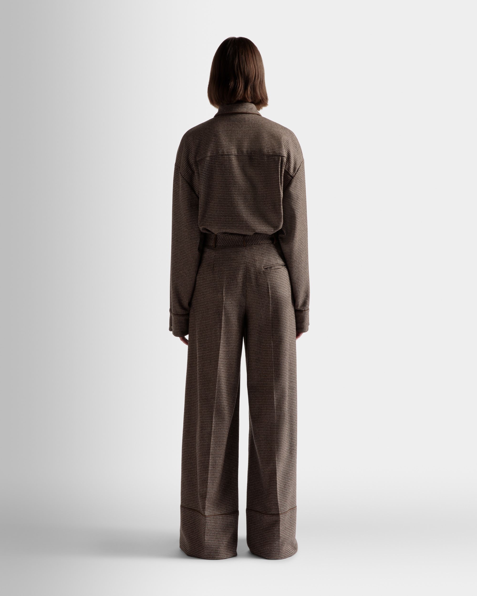 Dogtooth Pants In Desert Wool - Women's - Bally - 06
